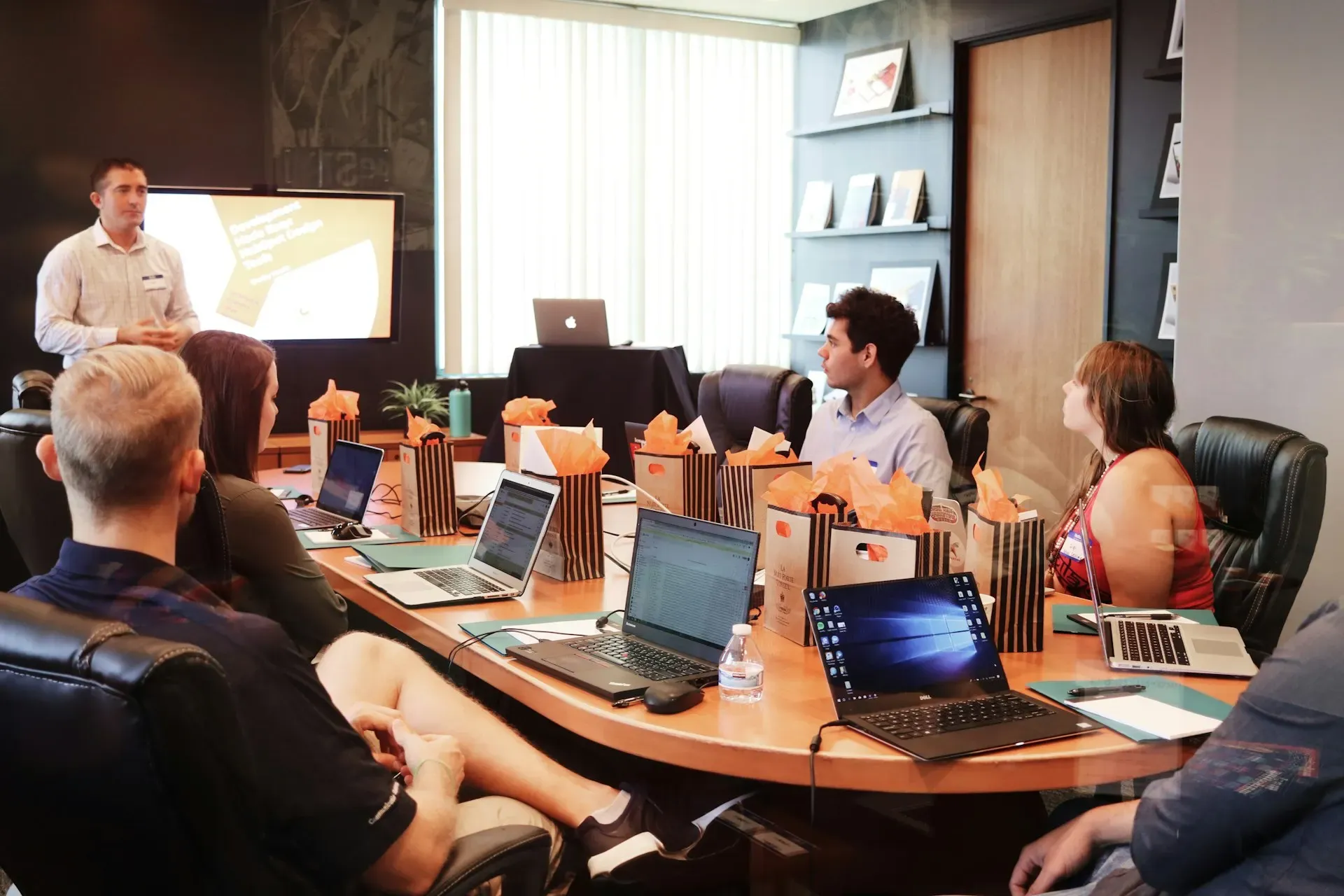 A small-group training session around a table